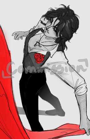 Full Body, Mono Color Sketch, $15 (Initially half body, extension to full gifted to the friend who commissioned.)